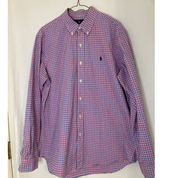 Ralph Lauren Other - Pole Ralph Lauren Mens Button Down Large‎ Pink & Blue Long Sleeve